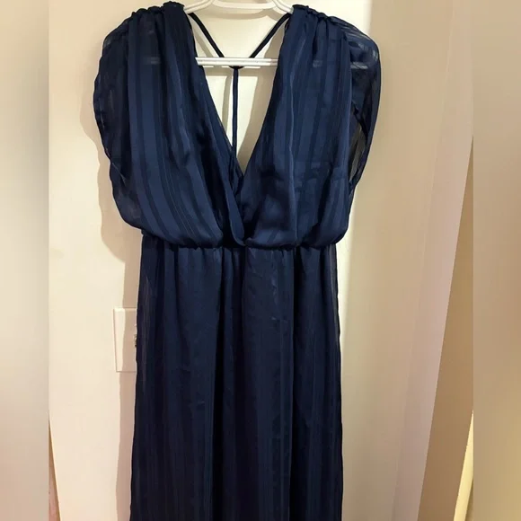 strapless open back dress Navy Maxi Dress | Pleated Maxi Dress With Lace Straps